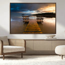 Serene Lake Pier at Sunset Canvas Print | Landscape Canvas