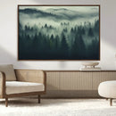 Misty Forest Wall Art Premium Canvas Print a Foggy and
