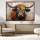 Scottish Highland Cow Cattle Art Print on Wood Style by MyGreatCanvas | Canvas Wall Art Prints | Photo Prints & Wall Decor