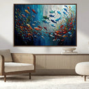 Modern Abstract Fish Shoal Wall Art Canvas Print, Colorful