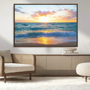 Golden Sunset Over Ocean Waves - Serene Coastal Triptych