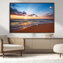 Golden Hour Beach Sunset Wall Art | Canvas Print | Ready to