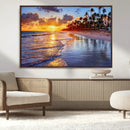 Serene Beach Sunset Wall Art Canvas- Coastal Seascape Print