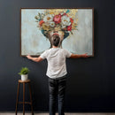 Golden Petal Wall Art Canvas Print - Silhouette Woman Wall