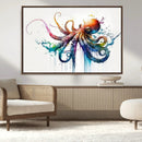 Watercolor Vibrant Octopus Wall Art Canvas Print | Abstract