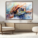 Watercolor Sea Turtle Wall Art Canvas Print - Vibrant Ocean