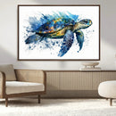 Turtle Wall Art Canvas Print, Framed Watercolor Turtle Art