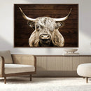 Highland Cow Wall Art Canvas Print, Rustic Farmhouse Decor,