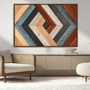 Geometric Wood Art Wall Decor Canvas Print, Rustic Wooden