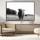 Black and White Highland Cow Wall Art Canvas Print | Rustic