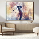 Abstract Watercolor Golf Player Wall Art Canvas Print