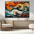 Abstract Wave Wall Art | Ready to Hang Framed Canvas Print |