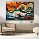Abstract Wave Wall Art | Ready to Hang Framed Canvas Print |