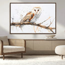 Barn Owl Wall Art on Branch | Stunning Canvas Print for