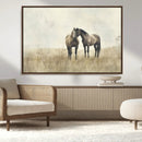 Chines Style Grunge Horses Wall Art Canvas Print