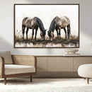 Chines Ink Style Horses Wall Art Canvas Print