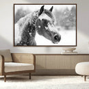 Black Horse Winter Wall Art | Ready to Hang and Framed |