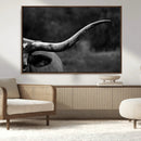 Cow Longhorn Wall Art | Black and White Print | Ready to by MyGreatCanvas | Canvas Wall Art Prints | Photo Prints & Wall Decor