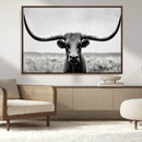 Longhorn Bull Canvas Print | Rustic Farmhouse Wall Art |