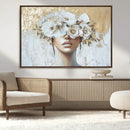 Golden Petal Wall Art - Canvas Print Flower Head Woman