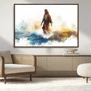 Watercolor Jesus Walking Wall Art Print, Jesus Water Canvas