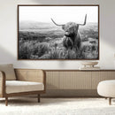 Scottish Highland Cow Wall Art | Black and White Canvas