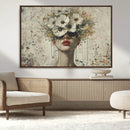 Abstract Floral Women Patel Wall Art Canvas Print