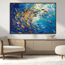 Colorful Swirling Fish School Wall Art Canvas Print |