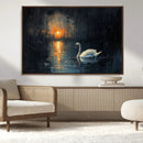 Abstract Swan on Water Wall Art Canvas Print - Elegant