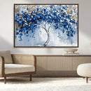 Blue and Gold Abstract Tree Wall Art Canvas Print | Modern