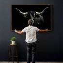 Texas Black Longhorn Bull Wall Art Canvas Print - Western by MyGreatCanvas | Canvas Wall Art Prints | Photo Prints & Wall Decor