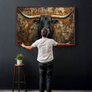 Longhorn Texas Cow Bull Wall Art | Rustic Farmhouse Canvas by MyGreatCanvas | Canvas Wall Art Prints | Photo Prints & Wall Decor