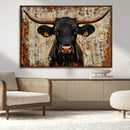 Rustic Texas Artwork Wall Art Canvas Print - Abstract Cow