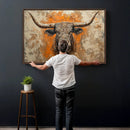 Abstract Cow Longhorn Bull Wall Art Canvas Print - Rustic by MyGreatCanvas | Canvas Wall Art Prints | Photo Prints & Wall Decor