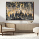 Golden Forest Abstract Wall Art | Dark Forest with Gold