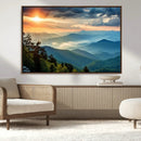Sunrise Over Mountain Range Wall Art Canvas Print, Farmhouse