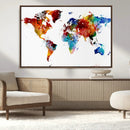 Colorful World Map Canvas Wall Art Print, Contemporary