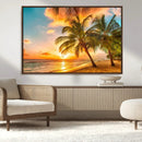 Tropical Sunset Beach Canvas Wall Art Print – Vibrant Palm by MyGreatCanvas | Canvas Wall Art Prints | Photo Prints & Wall Decor
