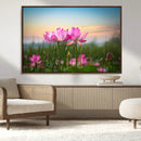 Pink Flower on the Mountain Canvas Print, Framed Pink Flower