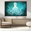 Green Octopus Abstract Wall Art Canvas Print
