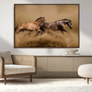Large Wall Art Canvas Print – Two Running Brown Horses