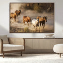 Large Wall Art 5 Horses Running on Sand Canvas Print