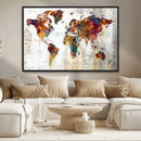 Vintage World Map Canvas Wall Art Print, Warm Tone Global