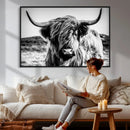 Highland Cow Wall Art – Black and White Framed Farmhouse by MyGreatCanvas | Canvas Wall Art Prints | Photo Prints & Wall Decor