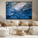 Navy Blue Canvas Art Abstract Print – Elegant Triptych