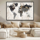 Abstract Map Printing - Modern World Map Canvas Wall Art for