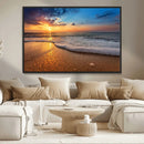 Sunset and Beach at Night Wall Art Canvas Print