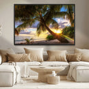 Tropical Island Sunset on the Beach Palms Wall Art Canvas by MyGreatCanvas | Canvas Wall Art Prints | Photo Prints & Wall Decor