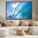 Blue Big Wave Surfing Ocean Canvas Wall Art Artwork Print