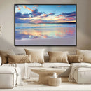 Tranquil Pastel Sunset Beach Triptych Canvas Art, Soothing